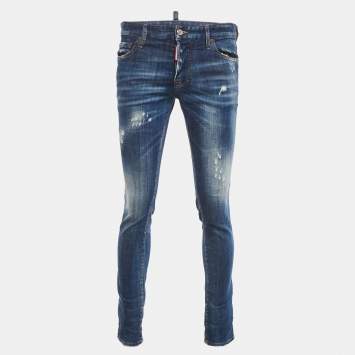 Pre Owned Dsquared2 Blue Distressed Denim Slim Jeans L Waist 33"