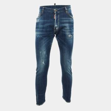 مملوكة مسبقًا Dsquared2 Blue Washed Distressed Denim Classic Kenny Jeans L Waist 36"