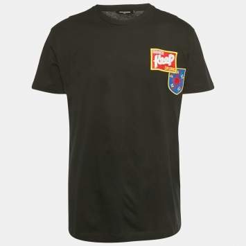 Pre Owned تي شيرت ديسكوارد2 قميص بأكمام قصيرة أسود بالتطريز المكسيكي مقاس كبير جدًا (إكسترا لارج)