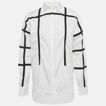 Pre Owned Dsquared2 White Tape Trim Cotton Shirt S