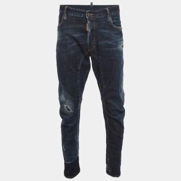 مملوكة مسبقًا Dsquared2 Blue Denim Slim Fit Distressed Jeans XXL/Waist 40"