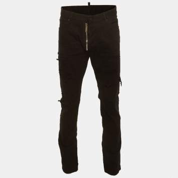 Pre Owned Dsquared2 Black Distressed Denim Cool Guy Zipped Jeans XL/Waist 38" 