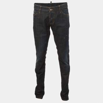 Pre Owned Dsquared2 Blue Distressed Denim Slim Fit Jeans XL/Waist 38"