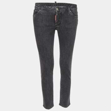 Pre Owned بنطلون دسكويرد2 جينز دنيم خصر منخفض أسود مقاس صغير - خصر 30 بوصة