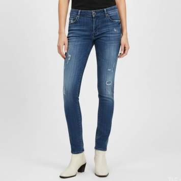 Pre Owned Dsquared2 Blue Distressed Denim Skinny Jeans XL/Waist 36"
