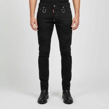 Pre Owned Dsquared2 Black Denim Distressed Jeans XXL / Waist 37"