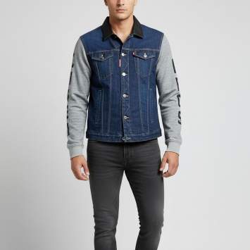 Pre Owned Dsquared2 Blue/Grey Denim and Jersey Caten Bros Jacket XL