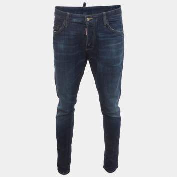 Pre Owned Dsquared2 Blue Distressed Denim Skinny Jeans XXL/Waist 39"