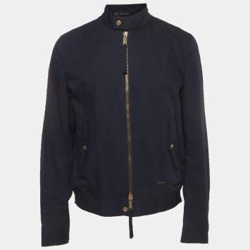 مملوكة مسبقًا Dsquared2 Navy Blue Cotton Zip-Up Bomber Jacket XL