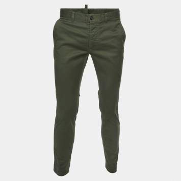 مملوكة مسبقًا Dsquared2 Olive Green Stretch Cotton Slim Fit Chino Trousers S