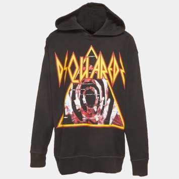 Pre Owned Dsquared2 Black Triangel Print CottonOversized Hoodie M
