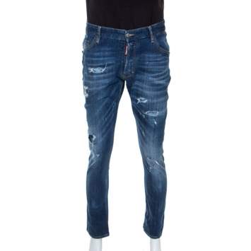 Pre Owned Dsquared2 Blue Distressed Denim Classic Kenny Twist Jeans L