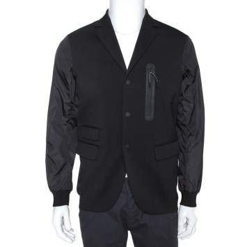 Pre Owned Dsquared Black Wool & Nylon Button Front Jacket XS
