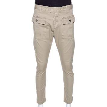 Pre Owned Dsquared2 Beige Stretch Cotton Cropped Cargo Trousers XXL