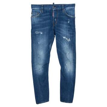 Pre Owned Dsquared2 Blue Distressed Light Wash Denim Sexy Twist Jeans XS