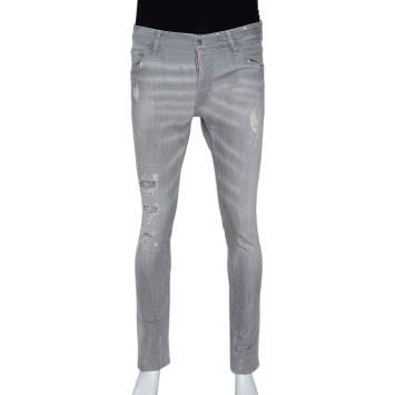 Pre Owned Dsquared2 Grey Distressed Denim Paint Splatter Effect Cool Guy Jeans S