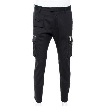 Pre Owned Dsquared2 Black Wool Cargo Trousers M