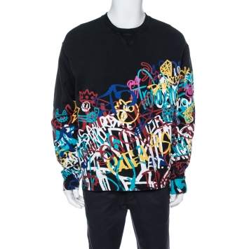 Pre Owned Dsquared2 Black Graffiti Print Cotton Cool Fit Sweatshirt XL