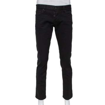 Pre Owned Dsquared2 Black Denim Tapered Leg Black Bull Jeans M