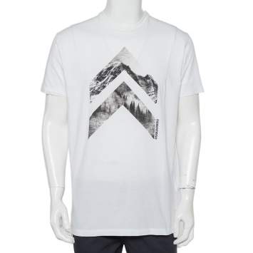 Pre Owned Dsquared2 White Printed Cotton Crewneck T-Shirt XL