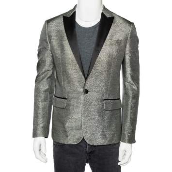 Pre Owned Dsquared2 Metallic Lurex Satin Trim Detailed Single Breasted Blazer L