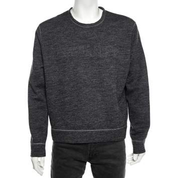 Pre Owned Dsquared2 Grey Wool Logo Embossed Long Sleeve Sweatshirt XL