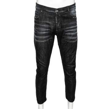 Pre Owned Dsquared2 Grey Distressed Denim Jeans XL