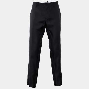 Pre Owned Dsquared2 Black Wool & Silk Straight Leg Pants XL