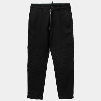 Pre Owned Dsquared2 Black Wool Quilted Knee Trousers XS