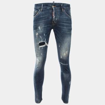 Pre Owned Dsquared2 Blue Washed & Distressed Denim Jeans S Waist 32"