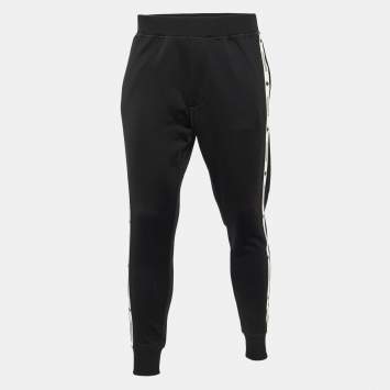 Pre Owned Dsquared2 Black Logo Print Knit Joggers S