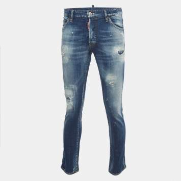 Pre Owned Dsquared2 Blue Distressed Ripped Denim Buttoned Jeans M Waist 34"