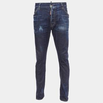 Pre Owned Dsquared2 Blue Faded Denim Slim Fit Jeans XL Waist 38''