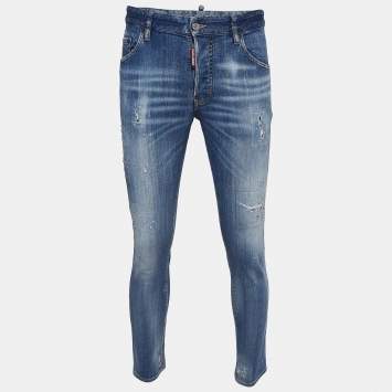 Pre Owned Dsquared2 Blue Distressed Denim Jeans M Waist 34"