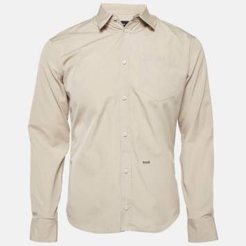 Pre Owned Dsquared2 Beige Logo Printed Poplin Shirt S