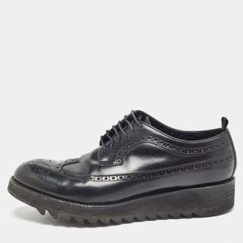 Pre Owned Dsquared2 Black Brogue Leather Lace Up Derby Size 44