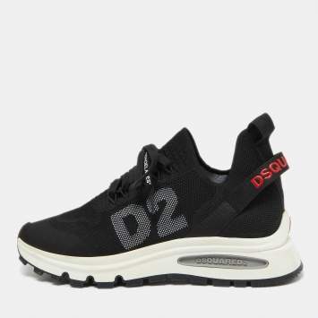 Pre Owned Dsquared2 Black Knit Fabric Run DS2 Sneakers Size 44