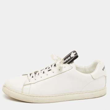 Pre Owned Dsquared2 White Leather Low Top Sneakers Size 45