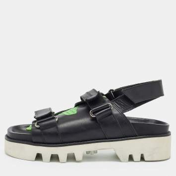 Pre Owned Dsquared2 Size 41 Black Leather Flat Slingback Sandals