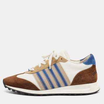 Pre Owned Dsquared2 New Runner Size 44 Multicolor Leather and Suede Low Top Sneakers