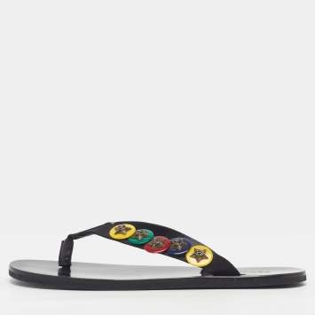 Pre Owned Dsquared2 Size 43.5 Black Leather Thong Slides