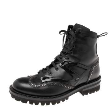 Pre Owned Dsqaured2 Black Leather Woody Ankle Boots Size 40
