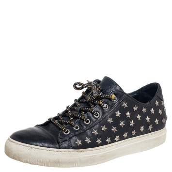 Pre Owned Dsquared2 Black Leather Star Embellished Low Top Sneakers Size 41