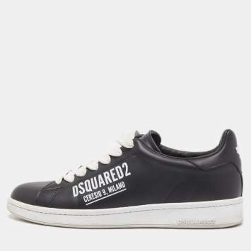 Pre Owned Dsquared2 Black Leather Low Top Sneakers Size 43