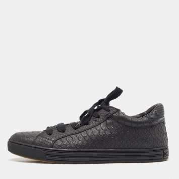 Pre Owned Dsquared2 Black Embossed Python Low Top Sneakers Size 41