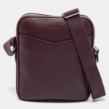 Pre Owned Dunhill Burgundy Leather Hampstead Messenger Bag
