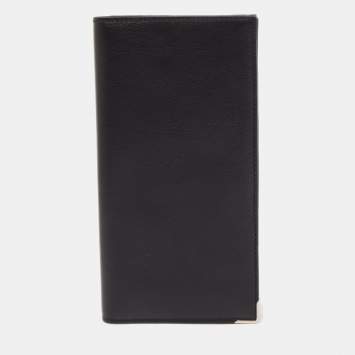 Pre Owned Dunhill Black Leather Bifold Long Wallet