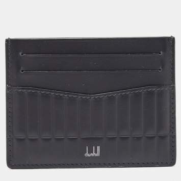 Pre Owned Dunhill Black Debossed Leather Rollagas Card Holder
