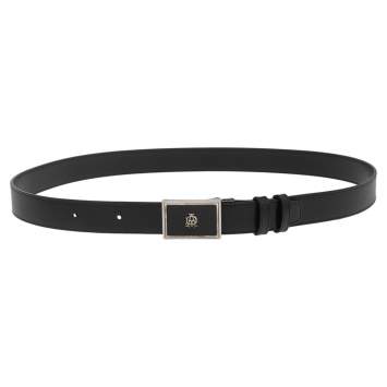 Pre Owned Dunhill Black Leather Logo Plague Belt 107CM