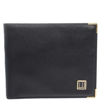 Pre Owned Dunhill Black Leather Bifold Wallet
